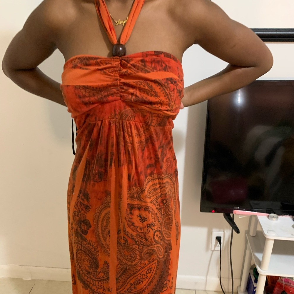 Orange halter dress